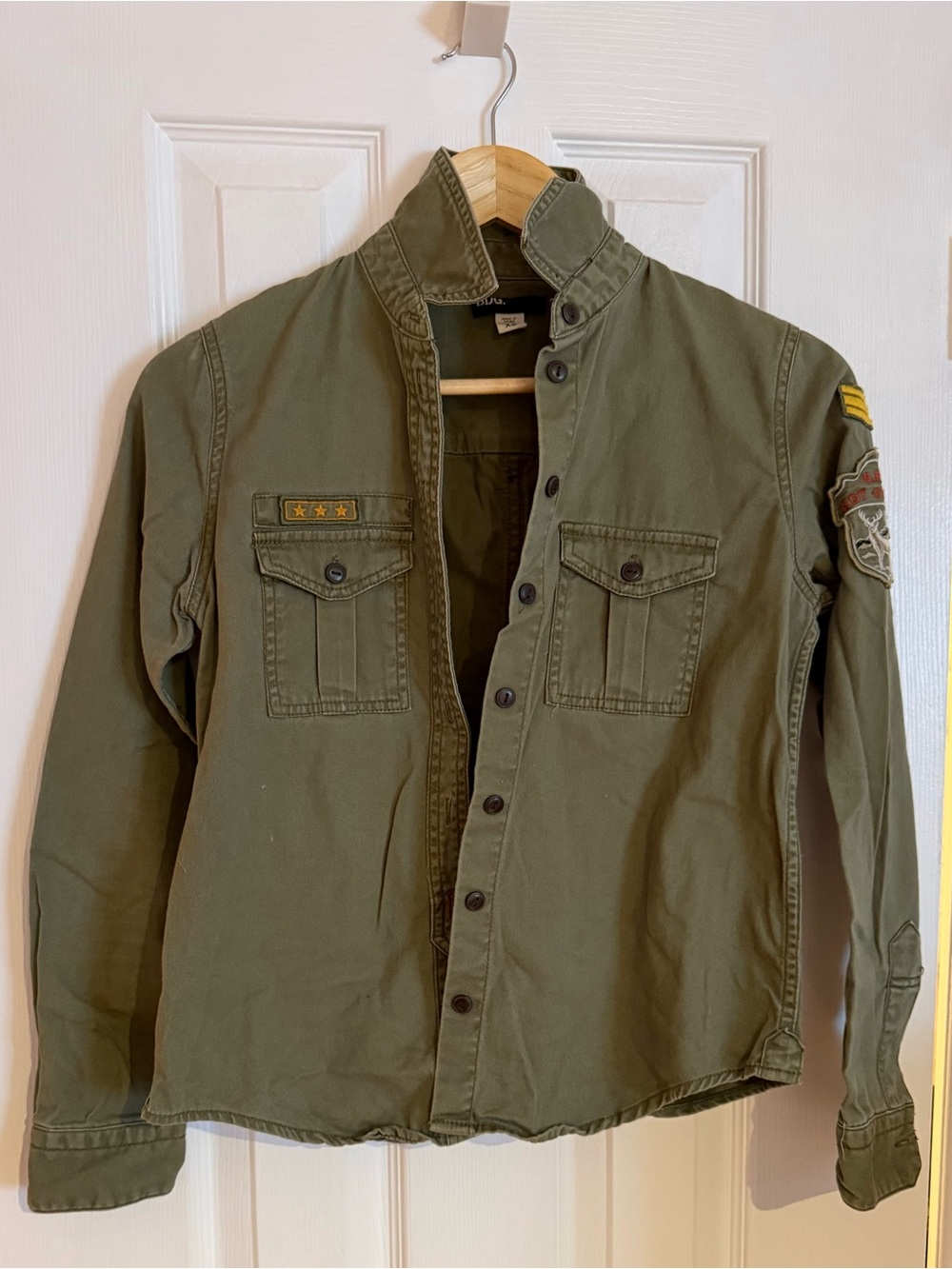BDG Olive Utility Jacket with Patch Accents